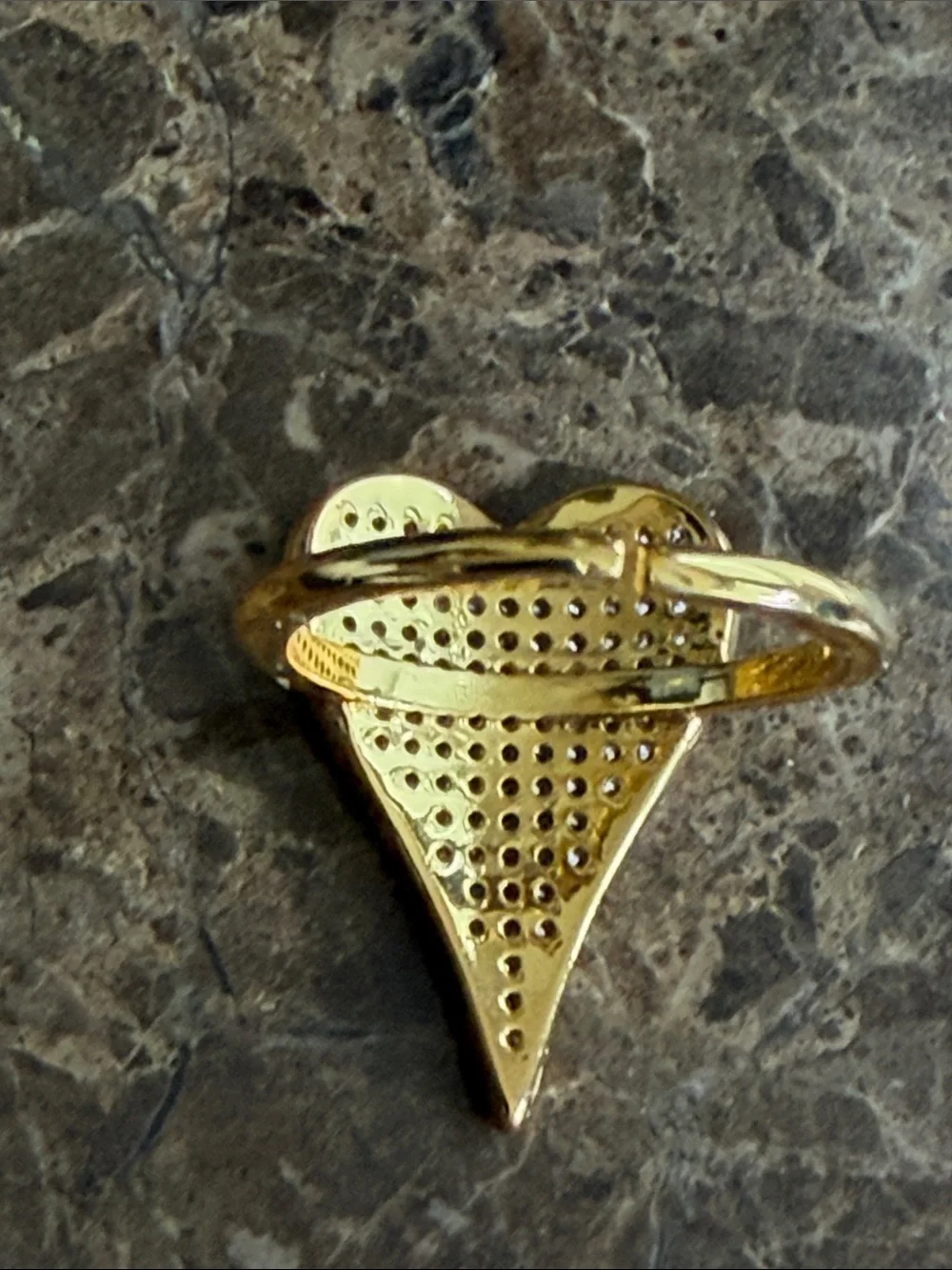 Gold Heart Pavé Ring  size 5-6